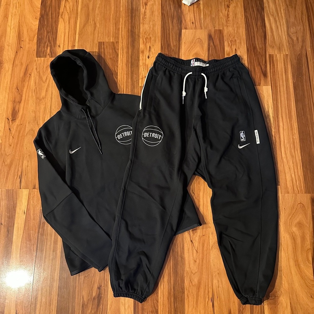 Nike Detroit Pistons NBA Team Issue Tracksuit Hoodie Pants Black Mens Large